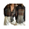 thumbnail image 5 of Womens Sheer Button Up Shirt Long Sleeve LapelNeck Mesh Top Vintage See Through Blouse Streetwear, 5 of 5