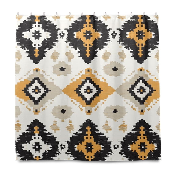 Yayeee Shower Curtain with Hooks 72"x72" Waterproof Fabric Bathroom Hanging Decor, White and Black