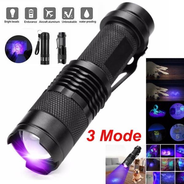 3-Mode Focus Adjustable Ultra Violet Purple UV LED Light Flashlight Torch 395nm 3-Mode Focus Adjustable Ultra Violet Purple UV LED Light Flashlight Torch 395nm