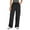 Black, variant on Kmdttou Women Plus Size New Straight Tube Solid Color Multi Pocket High Waisted Drawstring Work Pants