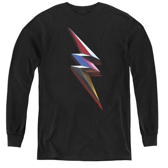 Power Rangers Movie Bolt Youth Long Sleeve T-Shirt Tee Black