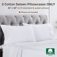 thumbnail image 4 of California Design Den 1000 Thread Count Standard Pillow Cases, 100% Cotton Sateen Weave, Soft Refined Set of 2 Standard Pillow Cases Fit Standard or Queen Size Pillows, Bright White, 4 of 9