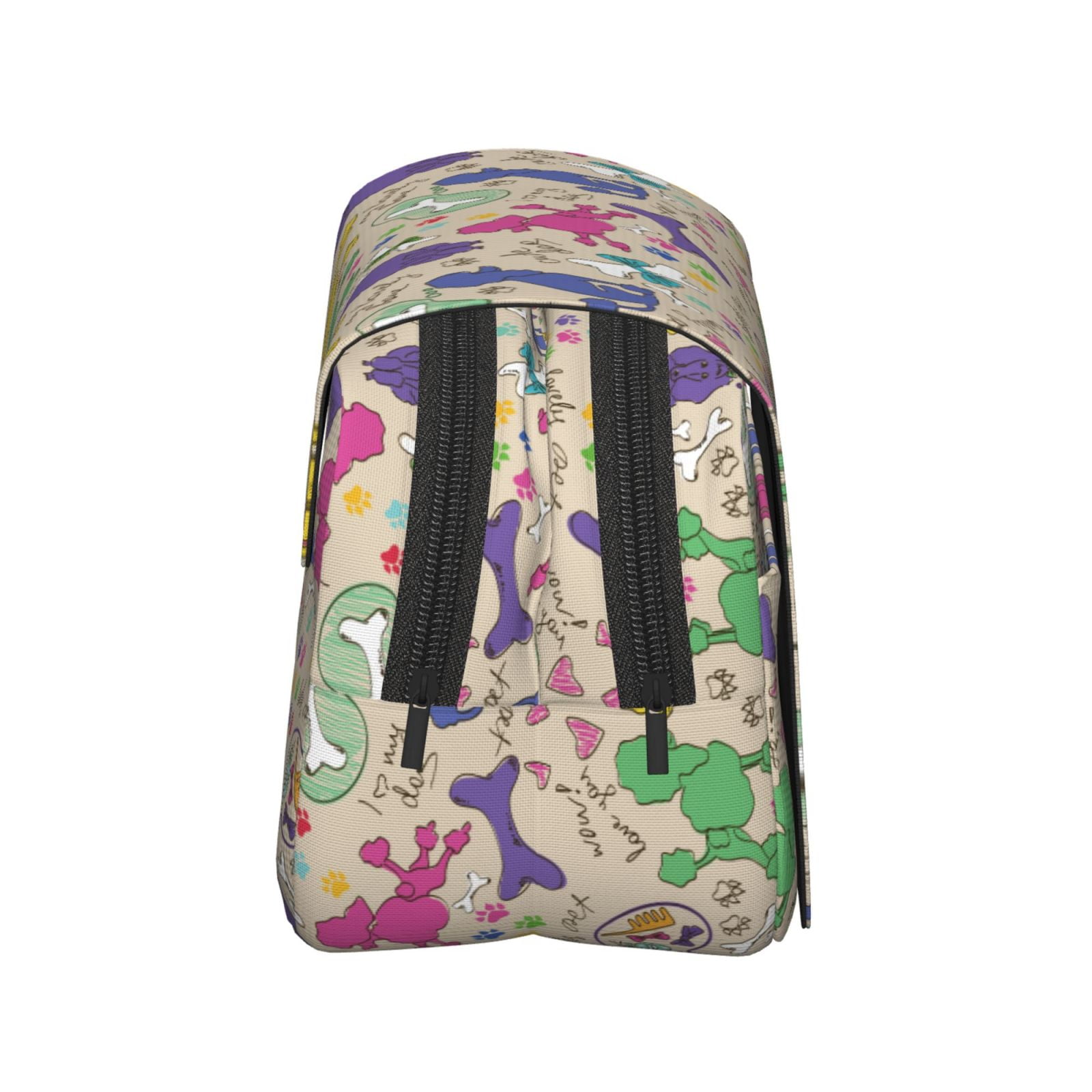 Rateoe Colorful Poodle Dog Pattern Double Clamshell Pen Case, Storage Organizer with Two Zipper Compartments– Holds Up to 50 Pencils & Pens