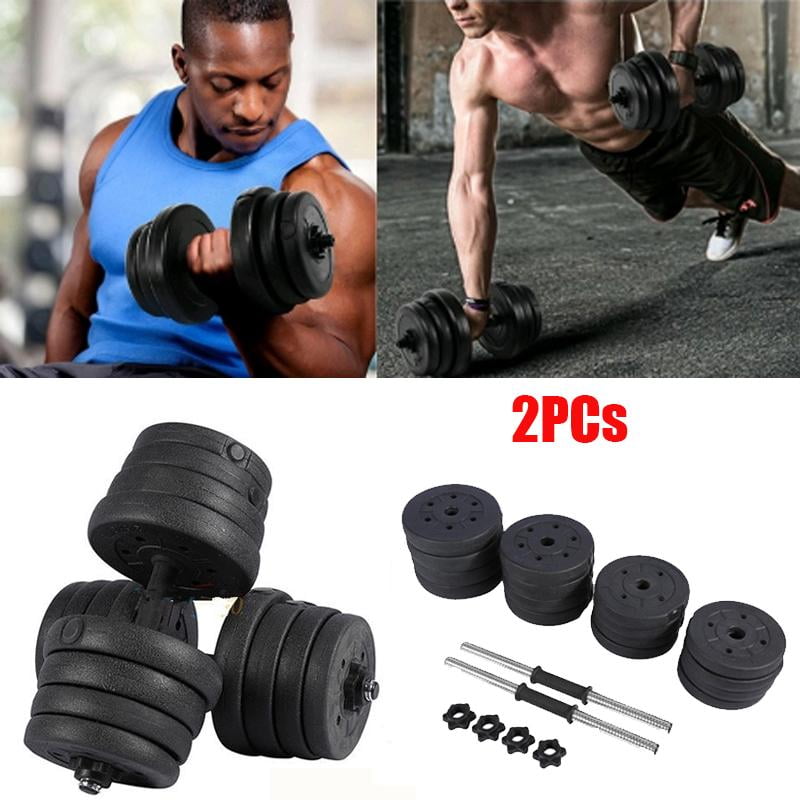 Totall 66 LB Weight Dumbbell Set Adjustable Cap Gym Barbell Plates Workout NEW 