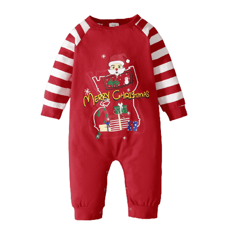 

NZRVAWS Newborn Baby Girls Christmas Romper 0 Months Baby Girls Jumpsuit Onesies Bodysuit 3 Months Baby Girls Santa Print Splice Stripe Christmas Romper Red