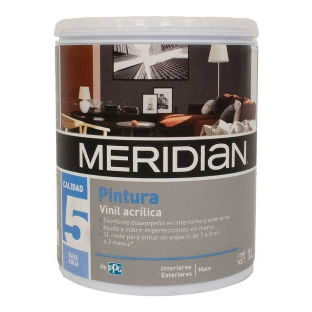 Pintura Meridian Mate para Interiores y Exteriores Vinil Acrílica 1 Litro