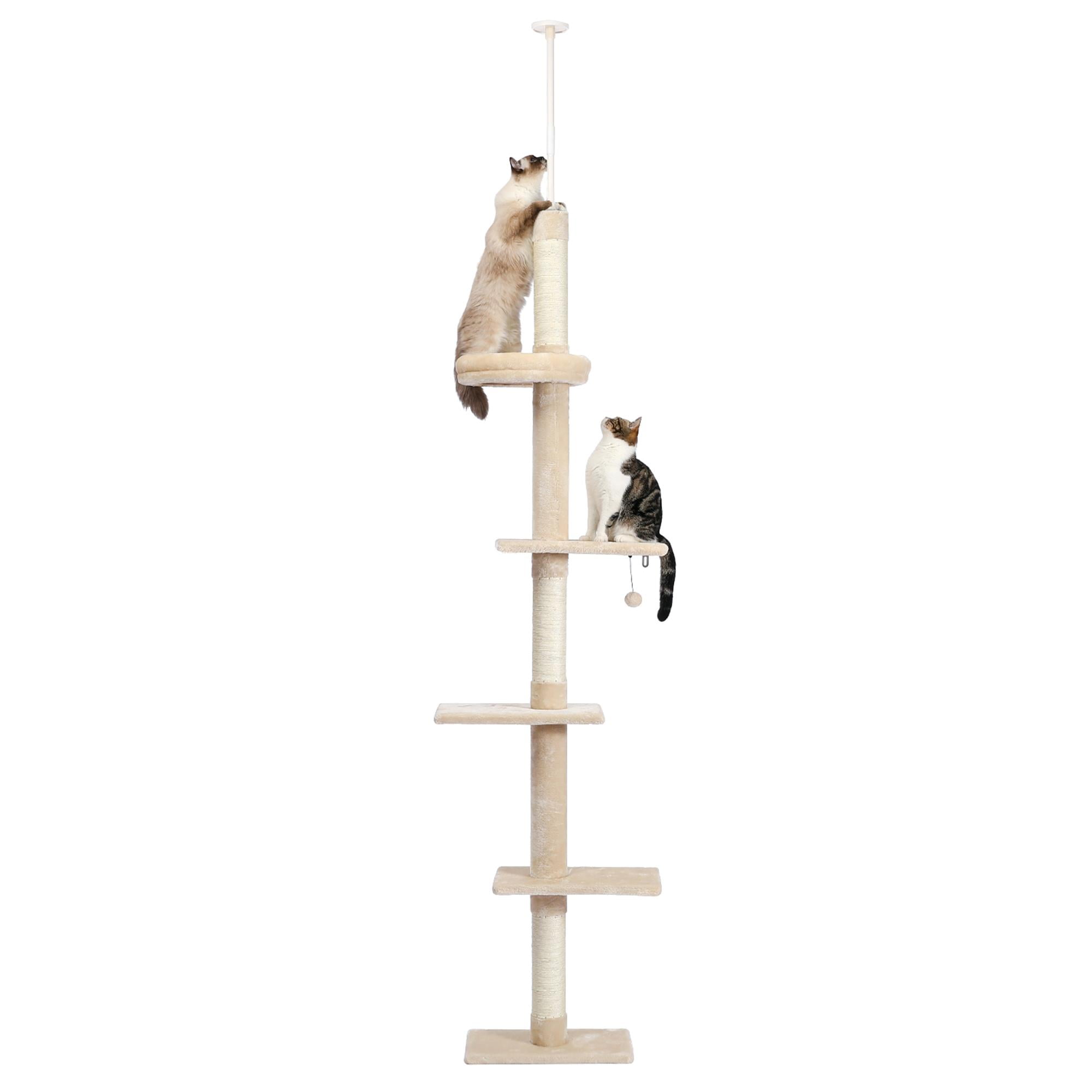 Pefilos Adjustable 90"-108" Tall Cat Tree for Indoor Cats, Multilevel Cat Tower with Sisal Scratching Posts, Floor-to-Ceiling Cat Condo for Adult Cats, Beige Pefilos Adjustable 90"-108" Tall Cat Tree for Indoor Cats, Multilevel Cat Tower with Sisal Scratching Posts, Floor-to-Ceiling Cat Condo for Adult Cats, Beige