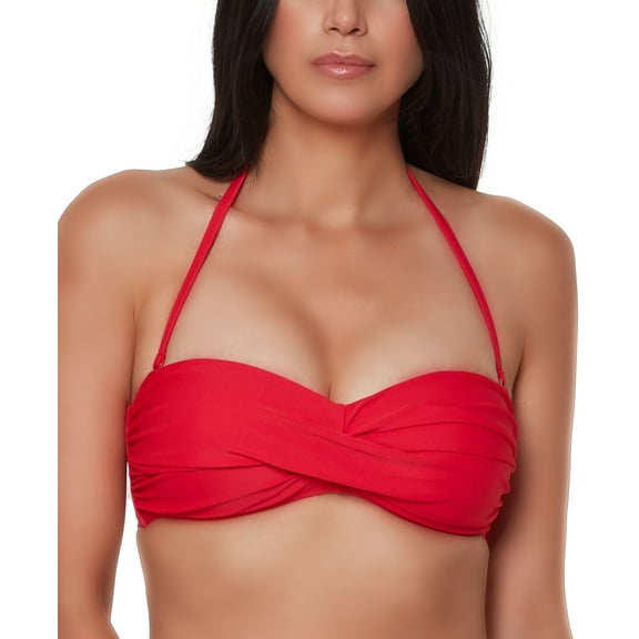 Bar III Twist Bandeau Bikini Top Paradise Red S