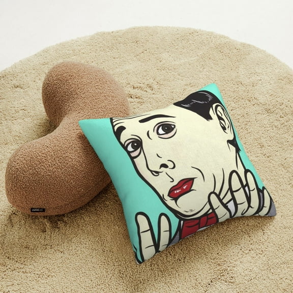 Pee Wee Herma Throw Pillow Covers 18"X18" Funny Meme Pillows Home Decor Pillowcase Bedroom Living Room Dormitory College Cushion Cover for Couch Sofa Bed