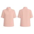 thumbnail image 7 of Yrmaups Loose Fit Short Sleeve Blouse for Women Plus Size, Elegant High Neck Top, Soft Stretch Tee for Business Work Office Daily Wear, Pink XL, 7 of 7