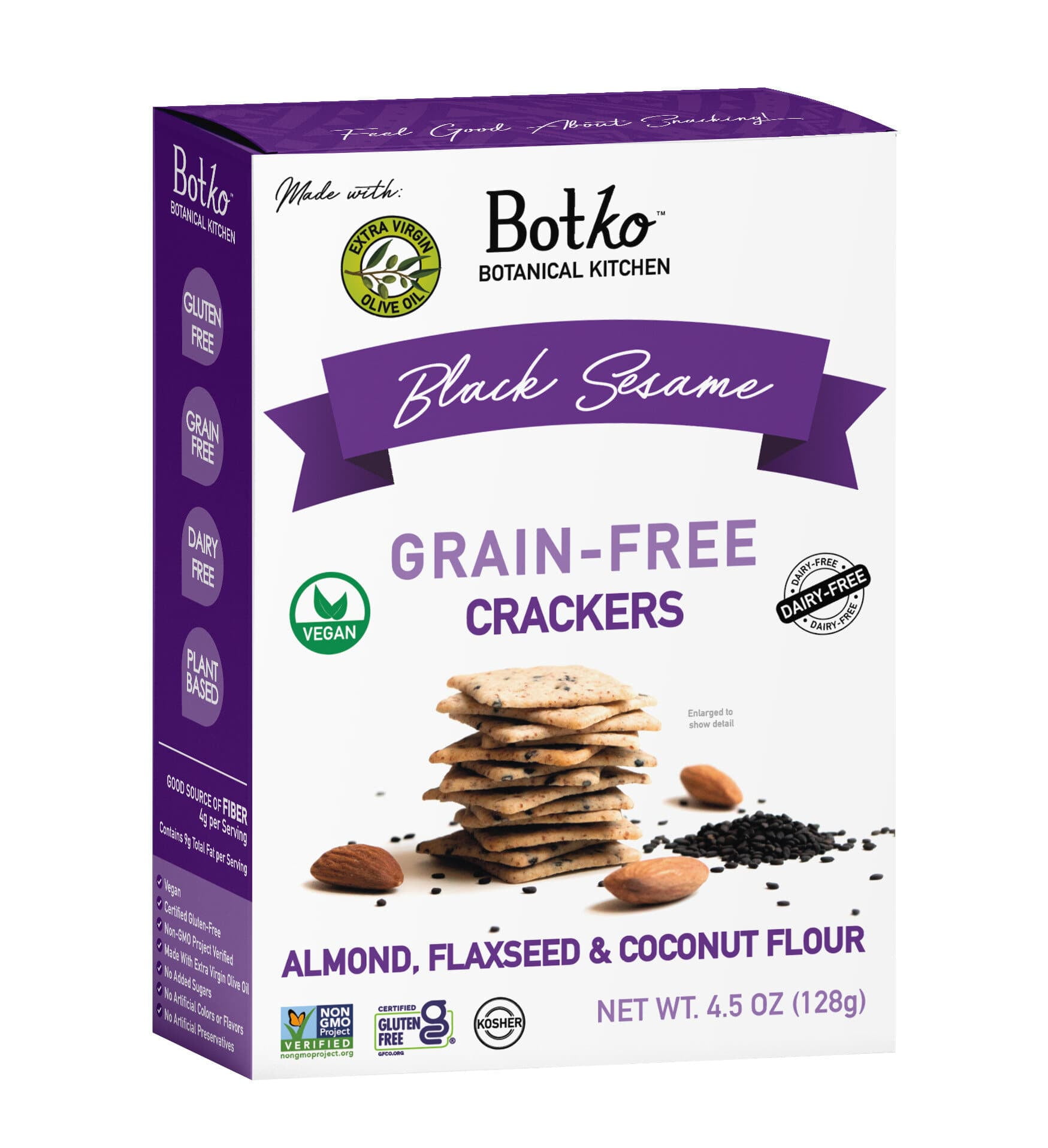 Botko Foods Black Sesame Grain Free Crackers 6 PACK Gluten Free