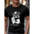 thumbnail image 3 of Camiseta de manga corta para hombre, estilo casual, con cuello redondo y estampado de mapache pequeño., 3 of 8