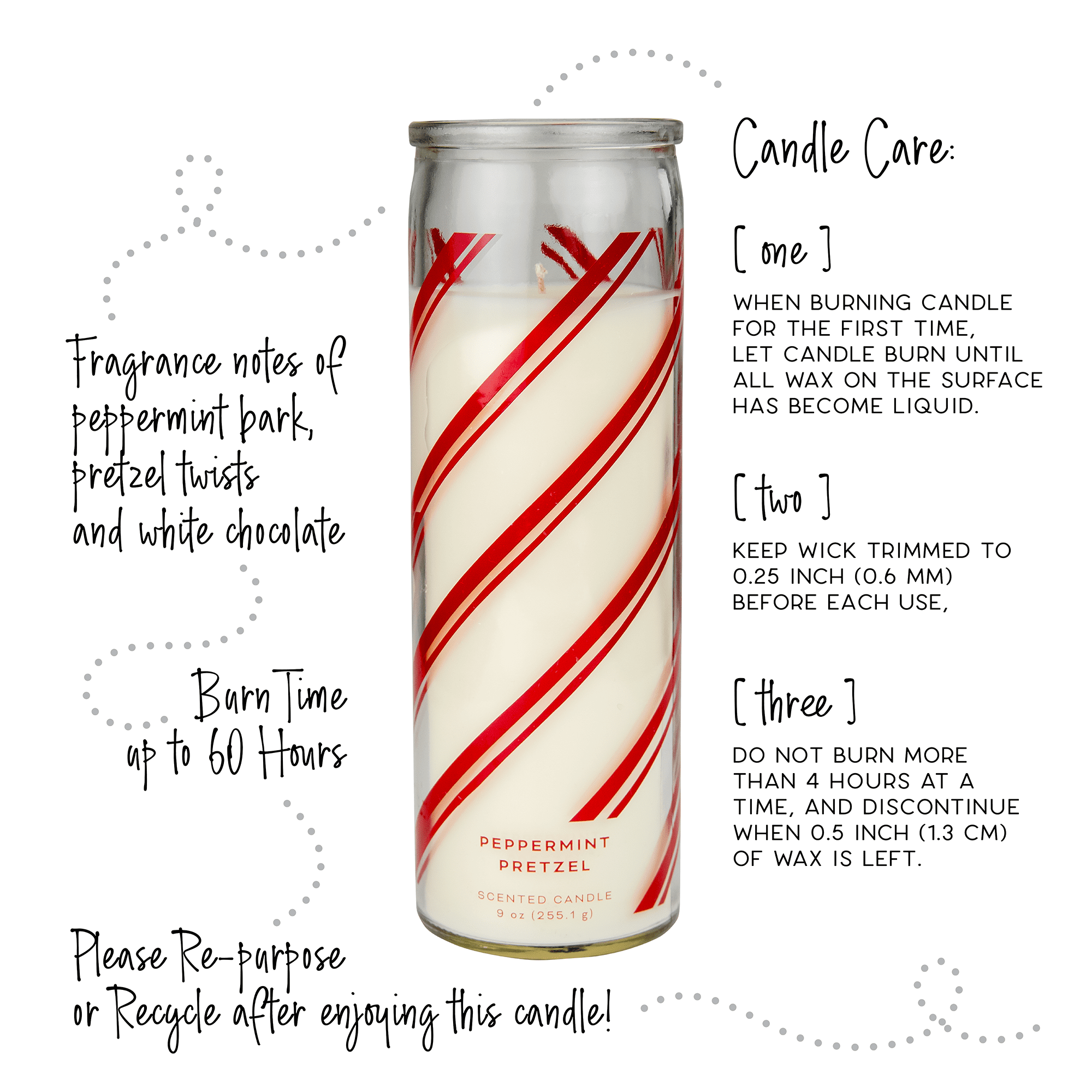 Mainstays Peppermint Pretzel Scented Candle, Holiday Pillar Candle, 9 oz