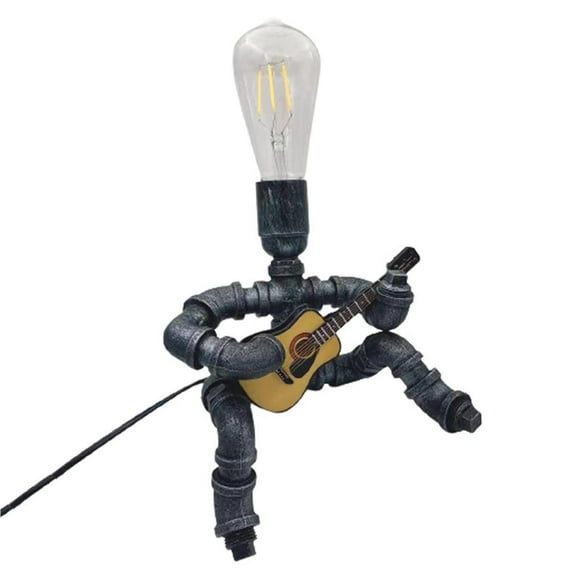 Billuyoard Lámparas de Robot de tubería de agua Industrial de hierro creativas, lámpara de escritorio de postura de guitarra, luces de decoración del Barra de herramientas Numero 3 Billuyoard HA043511-03