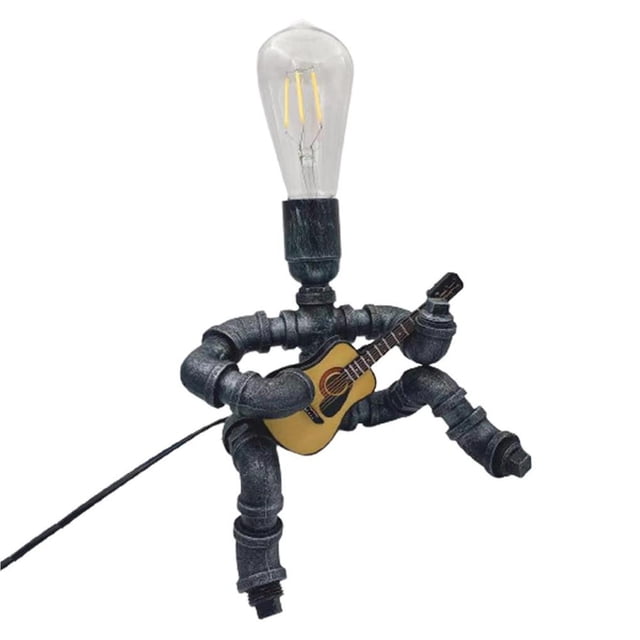 Billuyoard Lámparas de Robot de tubería de agua Industrial de hierro creativas, lámpara de escritorio de postura de guitarra, luces de decoración del Barra de herramientas Numero 3 Billuyoard HA043511-03