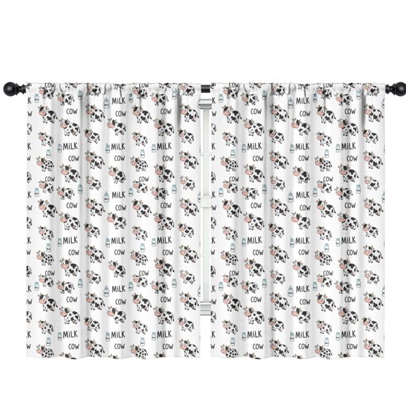 Blackout Kids Curtains,White Cow Milk Pattern Childrens Insulated Curtains Set Of 2,Bedroom Essentials,Toddler Room Decor 42x63in(106x160cm)