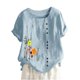 thumbnail image 1 of Camisas de Manga Corta para las Mujeres Blusa Suelta de Impresión de Flores de Verano, Camisa para el Hogar Y el Uso Diario, 1 of 5