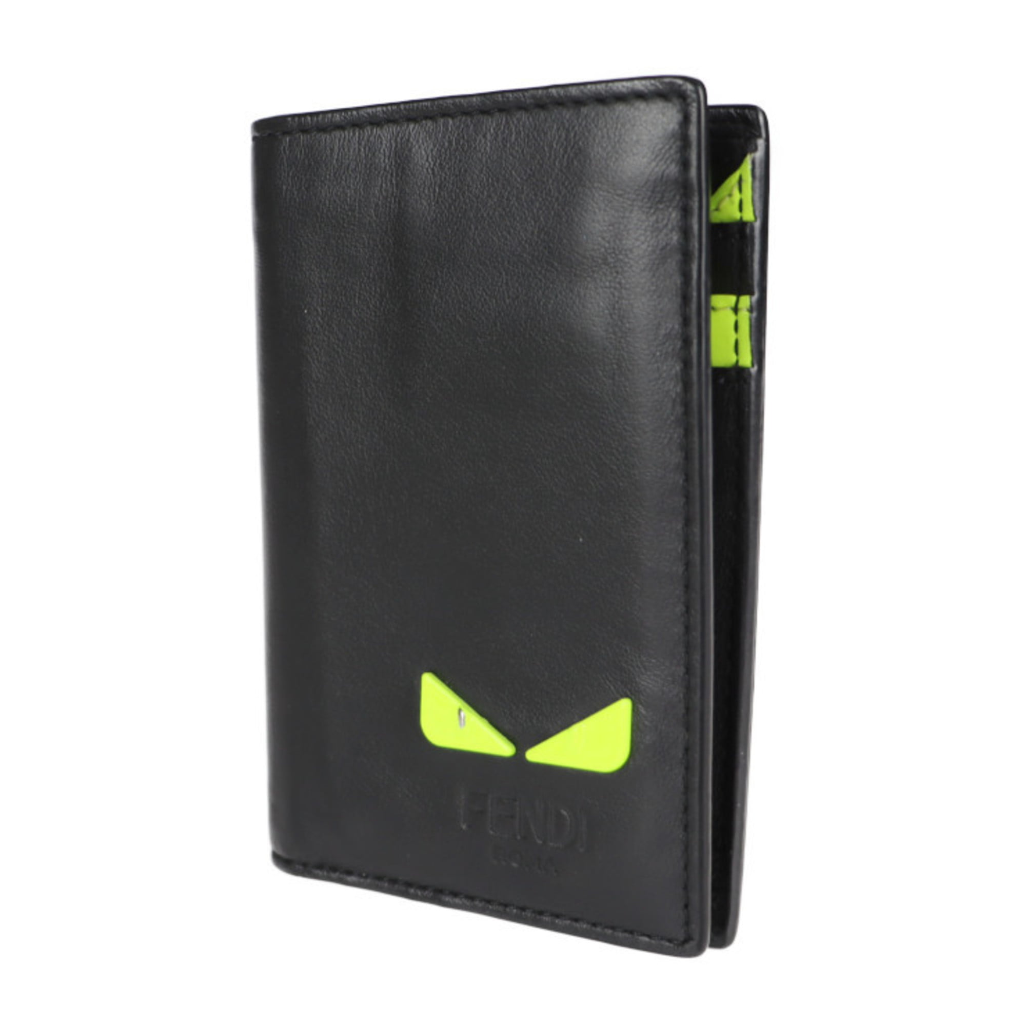 New Fendi Men's Wallet Monster Bi-Fold Credit Card Holder Black