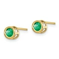 thumbnail image 2 of Auriga 14k Yellow Gold 4mm Bezel May/Emerald Stud Earrings for Women, 2 of 6