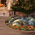 thumbnail image 4 of Salouo Sunflower Field Spotted Dog Christmas Tree Skirt 30" Farmhouse Christmas Decorations Snowman Xmas Tree Skirt Tree Mat for Holiday Party Decor, 4 of 8