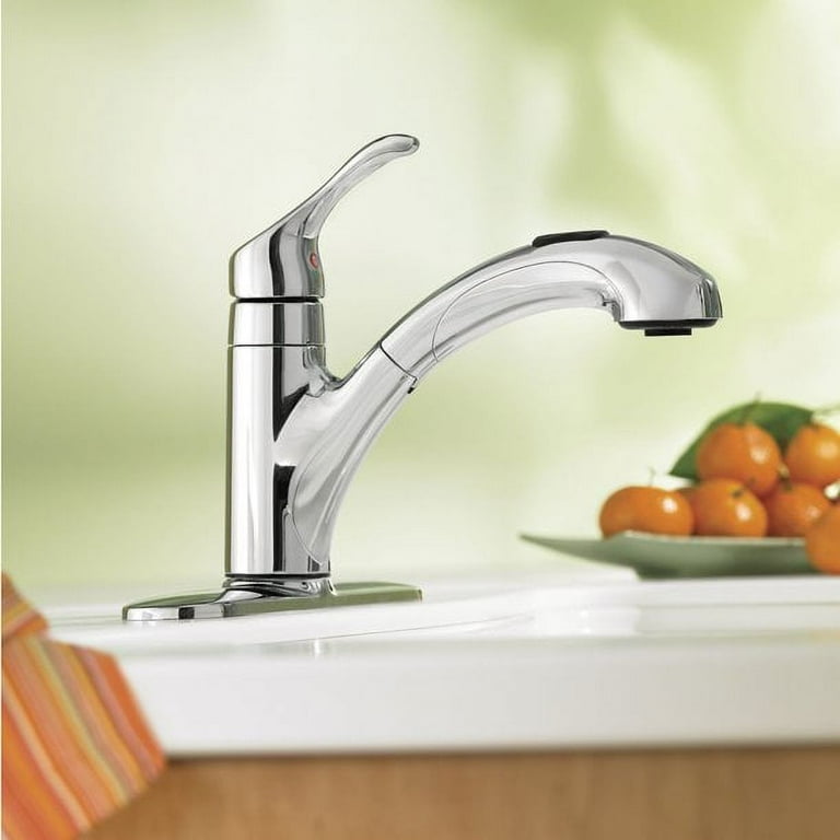 【NONCODE】Moen Cancan Mini One Piece Moen Renzo Single Sink Kitchen Faucet, Glacier CA87316C, 1