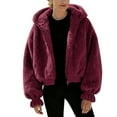 thumbnail image 2 of DAFPZW Womens Fleece Jacket Winter Sherpa Warm Full Zip Hoodies Fuzzy Shearling Long Sleeve Padded Coat Outerwear, 2 of 8