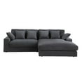 thumbnail image 2 of Benjara Sty 105 Inch Reversible Sectional Sofa Chaise, Gray Corduroy, Solid Wood, 2 of 5