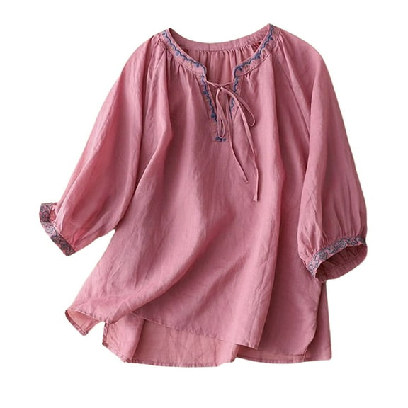 Virmaxy Womens Blouses Long Sleeve Shirt Women Casual Fashion Solid Color Button T-Shirt Long Sleeves One Shoulder Top Blouse Tops Pink-1 L