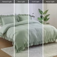 thumbnail image 7 of HOMERRY Ruffle Pattern Duvet Cover Queen Size, 3PCS Microfiber Fabric Vintage Sage Green Duvet Cover Set, 90x90 in, 7 of 7