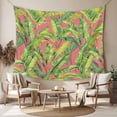 thumbnail image 2 of Green Tropical Leaves Tapestry for Bedroom Wall Hanging Tapestry, Summer Palm Botanical Pink Ceiling Backdrop Tapestries Poster Blanket Wall Decor for Teens Room Living Room Dorm 51" x 59", 2 of 8