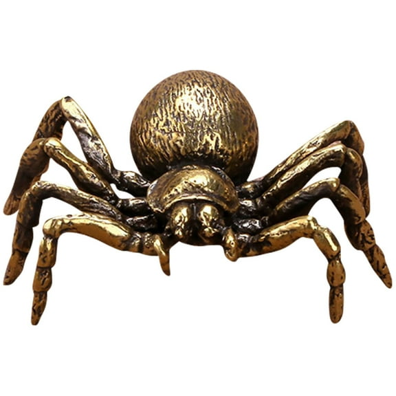 Raindrops Brass Spider Figurine Tea Cup Holder Insect Sculpture Model Desktop Decor