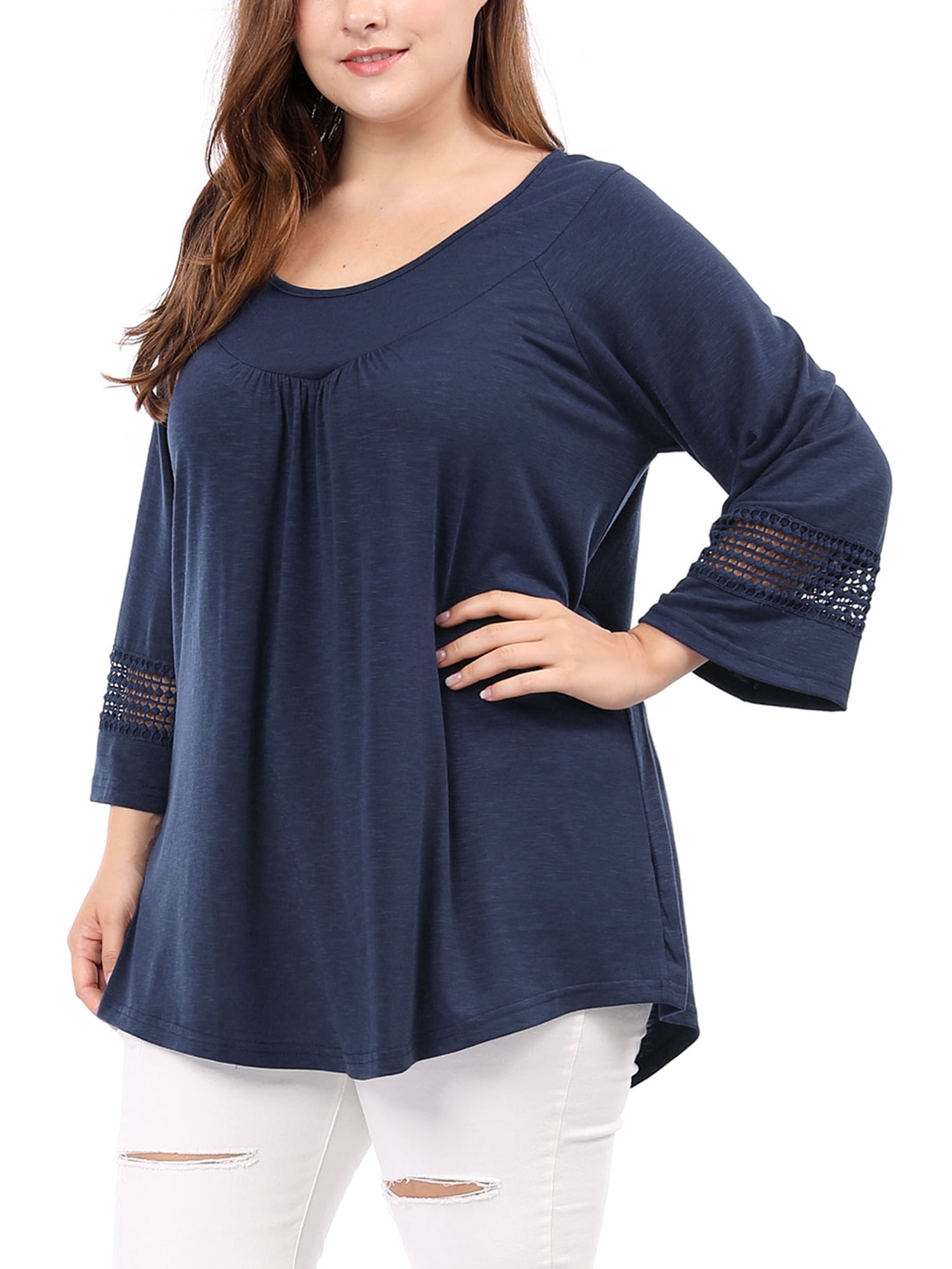 DARING DIVA Women's Plus Size Winter Kimono Long Sleeve Casual Top 4X Blue