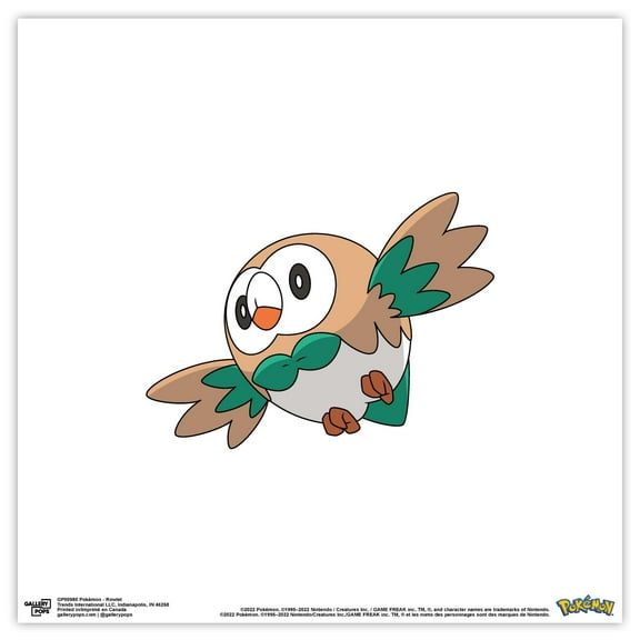 Gallery Pops Pokemon - Rowlet Wall Art, Unframed Version, 12" x 12"