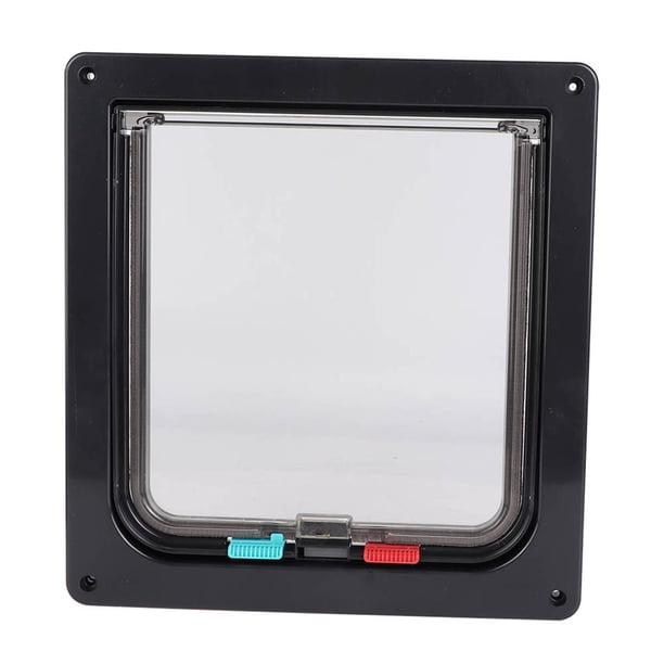 Puerta con mosquitera acrílica ABS para mascotas Bling Bling Ventana con cerradura Impermeable Mediana Negro