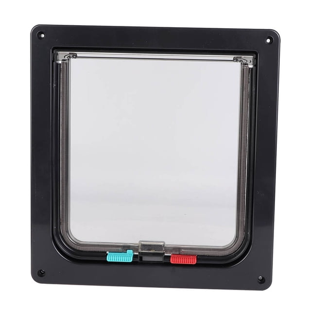 Puerta con mosquitera acrílica ABS para mascotas Bling Bling Ventana con cerradura Impermeable Mediana Negro