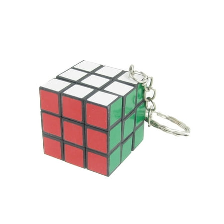 - White Green Magic Cube Shaped Pendant Metal Key Ring Keychain