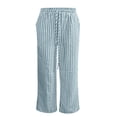 thumbnail image 5 of Loopsun Women Full Length Pants Print Striped Daily Outfits Mid Waist Drawstring Pocket Casual Long Pants, 5 of 5