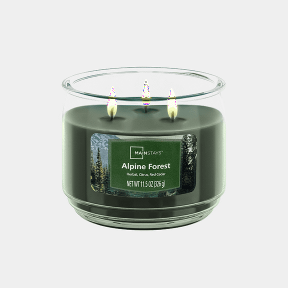 Mainstays 3-Wick Scented Glass Jar Candle, Alpine Forest, 11.5oz.
