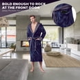 thumbnail image 3 of Mens Plush Robe with Slipper Set - BOSS - Men Bathrobe Collection - Lifetime Durable, Curated Hotel Spa Robe with Hood & Pockets - Anti-Slip Belt - Breathable Yet Warm - Won’t Pill, Tear or Darken, 3 of 5