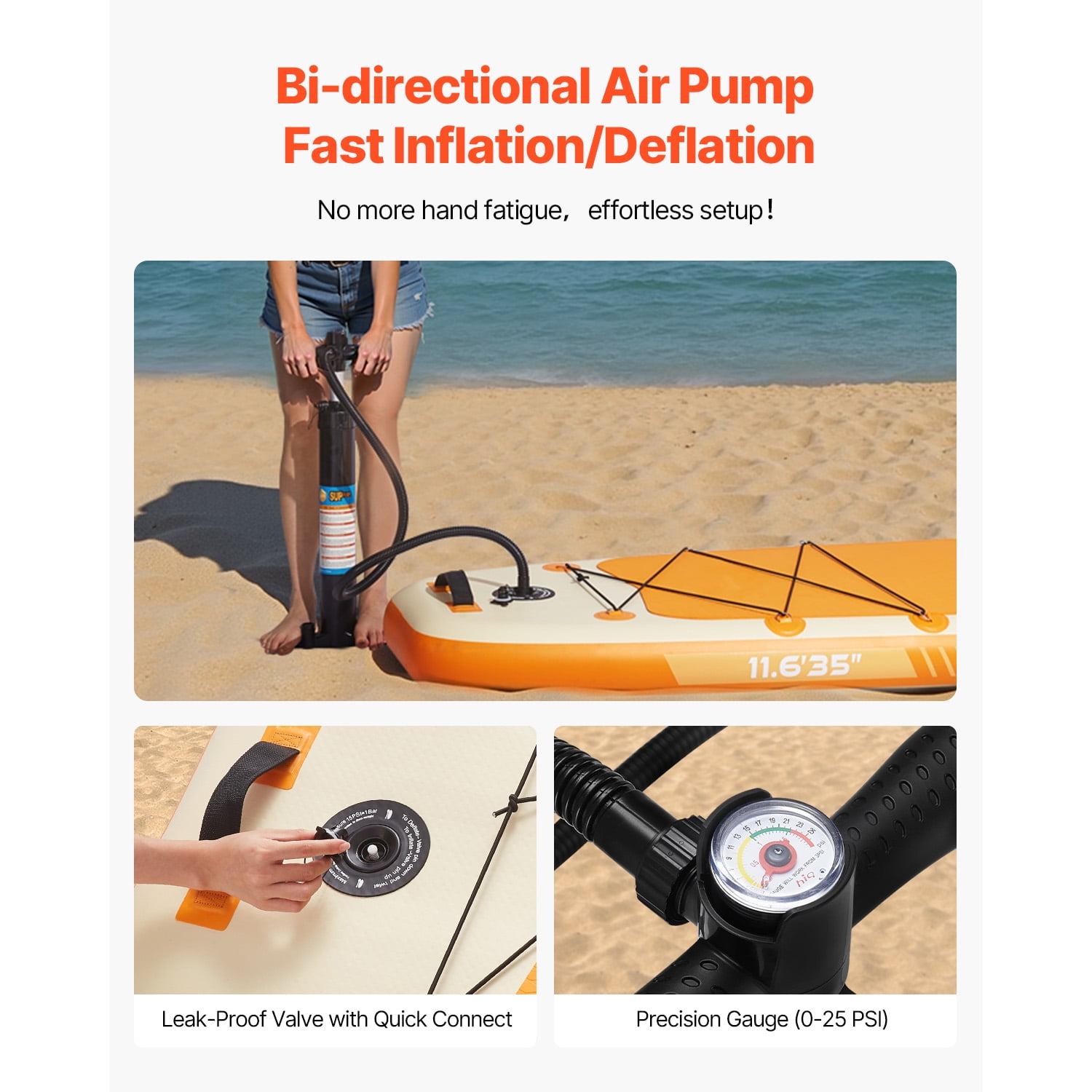 KFFKFF Inflatable Stand Up Paddle Board, 11.6' x 35" x 6" Wide Lightweight SUP, Complete Set with Pump, Paddle, Fin, Backpack, Ankle Leash, Strap, Non-slip Deck for Teens & Adults