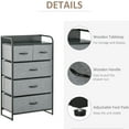 thumbnail image 6 of Gray 5 Dresser - Fabric Chest Storage With Steel Frame For Bedroom And Entryway, Foldable Drawers, Wobbling Component 4 Wooden Top, 6 of 6