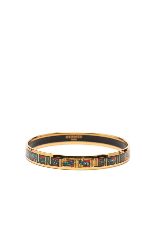 Pre-Owned Hermes Email PM Enamel Bracelet Bangle Gold Plated Women's HERMES