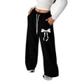 thumbnail image 3 of SGMVNU Girls Bowknot Baggy Sweatpants Lightweight Straight Leg Athletic Pants with Pockets for School Or Lounge Wear Comfortable Gifts for Girls(Size 11-12 Years,en29_1-Black), 3 of 5