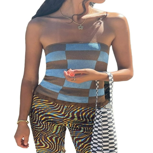 Women Vintage Basic Ribbed Knit Tank Top Halter Backless Sleeveless Crop Top Summer Camisole Vest Top