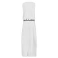 thumbnail image 4 of Pejock Women Summer Bohemian Solid Fork Opening Dress Casual Sleeveless Belt A-Line Maxi Dress Pleated Hem Swing Sun Dress Plus Size Dress White 3XL (US Size: 14), 4 of 4