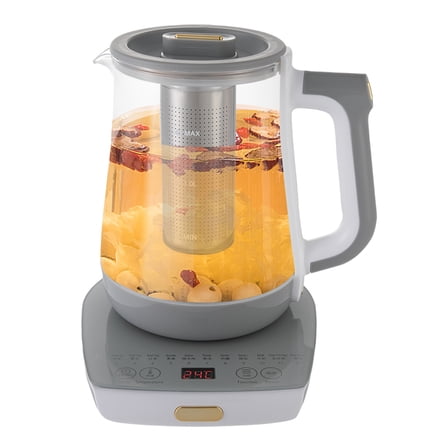 TFCFL 1.8L 800W Electric Tea Kettle Tabletop Glass Tea Maker Pot Tea Water Boiler with Tea Strainer & Egg Holder