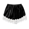 thumbnail image 5 of Favoffer Women's Satin Lace Shorts Smooth Fabric Patchwork Design Elastic Waist Casual Home Loungewear Short Pants Indoor Relaxing Wear, 5 of 6
