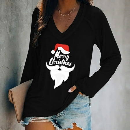 

Women s Christmas Print Shirts Casual Long Sleeve Loose V Neck Soft Pullover T-shirt Blouses Fashion Comfy Tops Fashion Casual Comfy Long Sleeve Fall Winter Blouse Tops