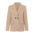 thumbnail image 4 of Siilsaa Women Blazer Dress Plus Size Pockets Long Sleeve Open Front Work Office Jackets Lapel Button Long Blazer Suit for Bussiness Khaki,3XL, 4 of 5