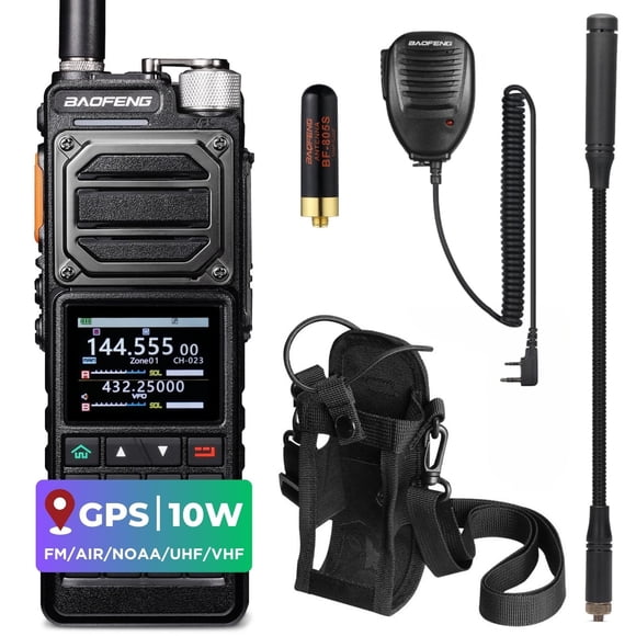 BAOFENG UV-25 PLUS 10W GPS Ham Radio Handheld, Long Range Two Way Radio AM FM NOAA Receiver with 5200mAh Battery USB-C Port, 2" Screen, 1000CH, Fall
